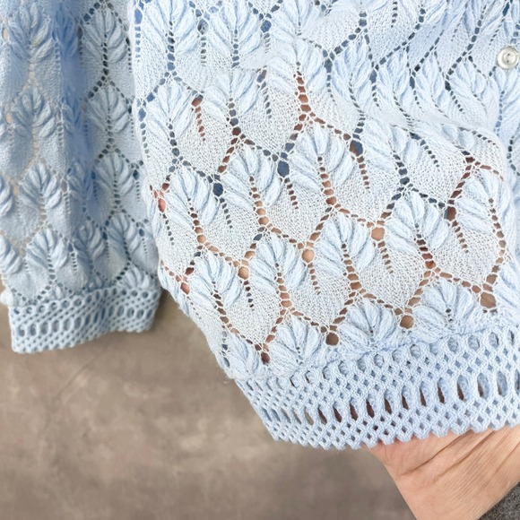 Vintage Montgomery Ward Womens 60s 70s Crochet Cardigan Japan Coquette Cottage - Picture 4 of 11